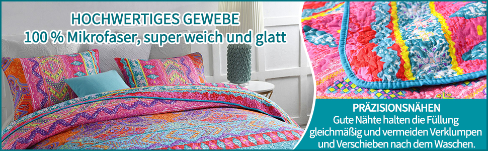 Qucover Daybed Cover 150 x 200 cm Colorful Quilted Microfiber Throw Blanket Bedspread for Single Bed Sofa Cover Boho Indian Exotic Boho-3 150X200cm