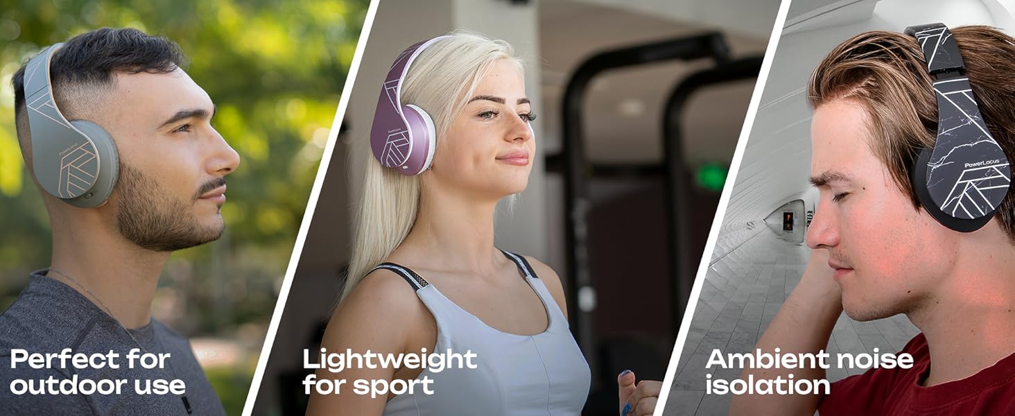 Бездротові навушники PowerLocus Over-Ear з Bluetooth, мікрофоном, складна конструкція, м'які амбушюри, Hi-Fi стерео звук, бас, для дітей та дорослих, TV/PC/Home Office (Чорний/Синій)