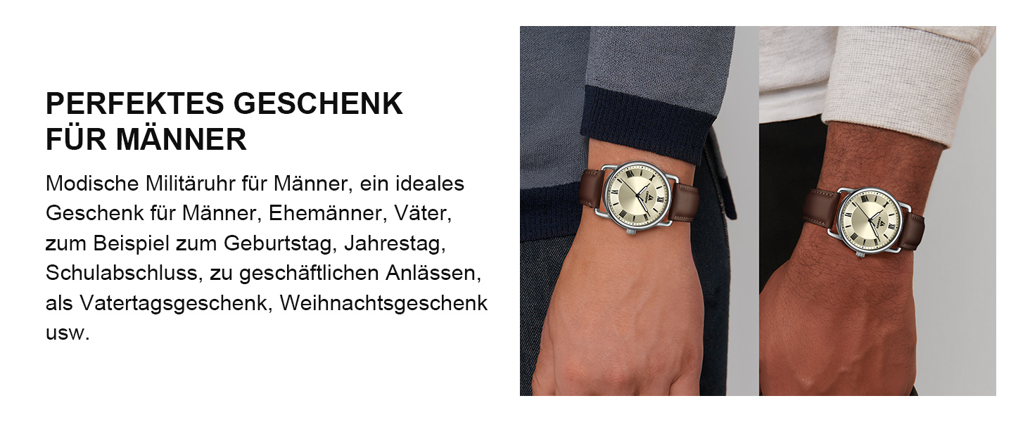 Годинник чоловічий LN LENQIN: аналоговий кварцовий годинник для чоловіків, водонепроникний 30M, з шкіряним ремінцем, стильний бізнес-годинник (Ln-0561, темно-коричневий, срібло, золото)