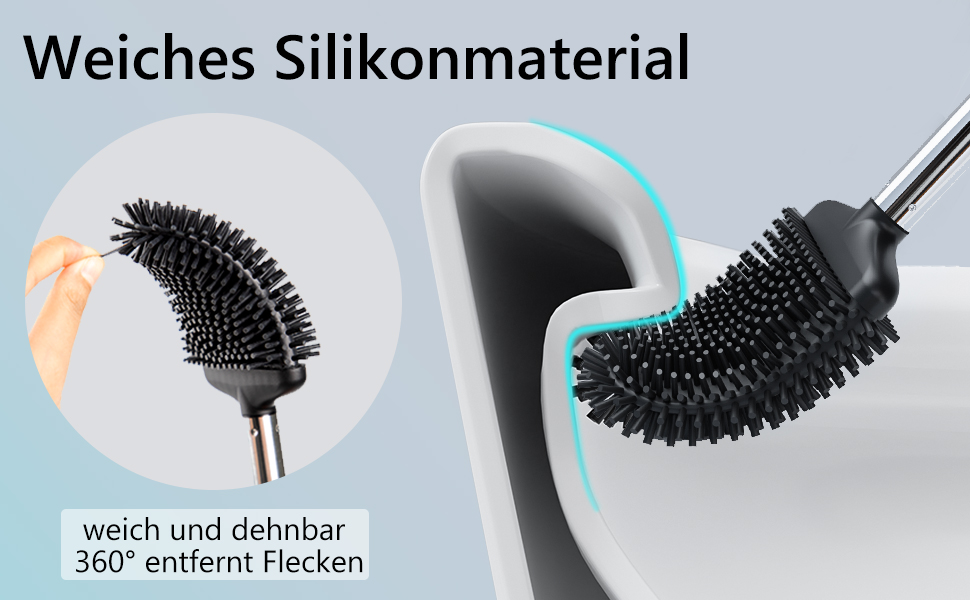 Набір щіток для унітазу Fowooyeen: 2 шт., чорний, без свердління, з тримачем, силікон, плоска головка у формі серця