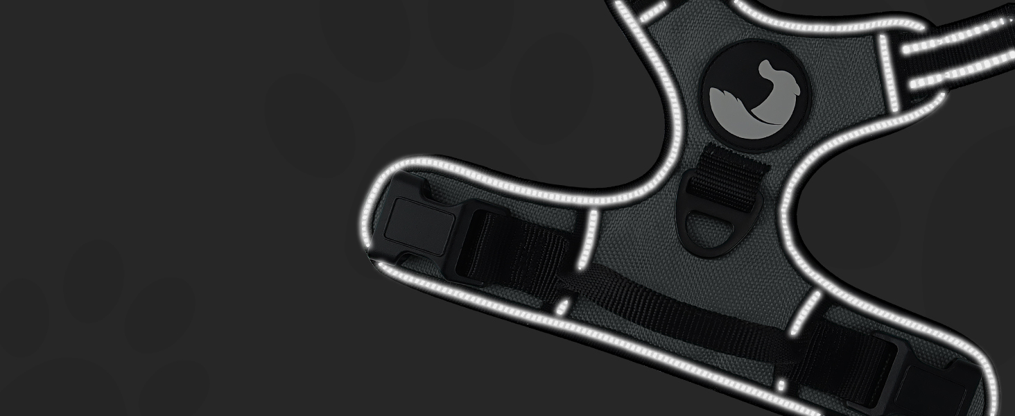 Шлейка для собак Joytale, середнього розміру, світловідбиваюча, дихаюча, з ручкою для контролю та тренувань, сіра, M (1 шт.)