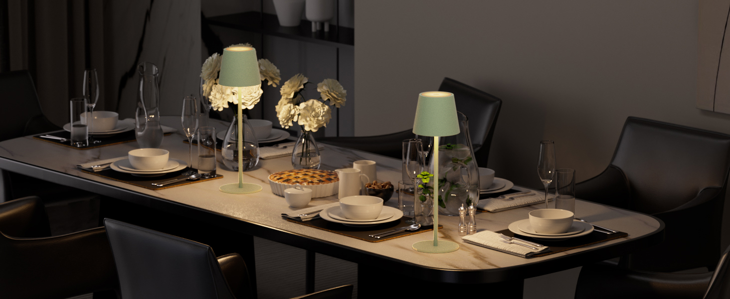 LED акумуляторні настільні лампи Klighten (2 шт.) - диммування, USB-C, IP54, зелені