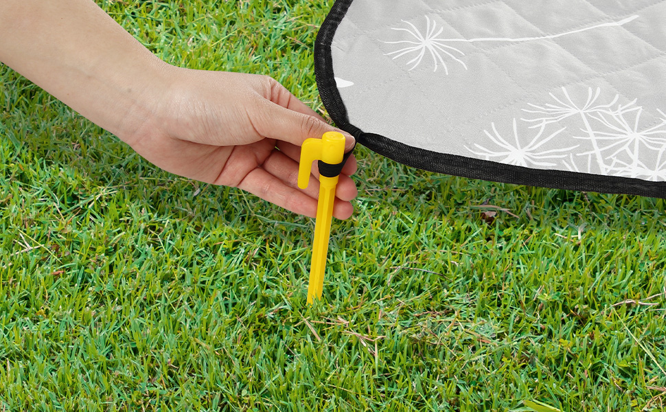 Пікнікова ковдра Aptliton 200x200 см, велика водонепроникна, з 4 кілочками, для кемпінгу, парку, саду, пляжу, машинного прання, складна, сірий молочай