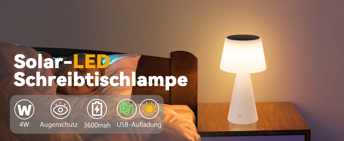 Настільна лампа акумуляторна LED 2 шт. з USB зарядкою, диммер, біла - для спальні, вітальні, вулиці