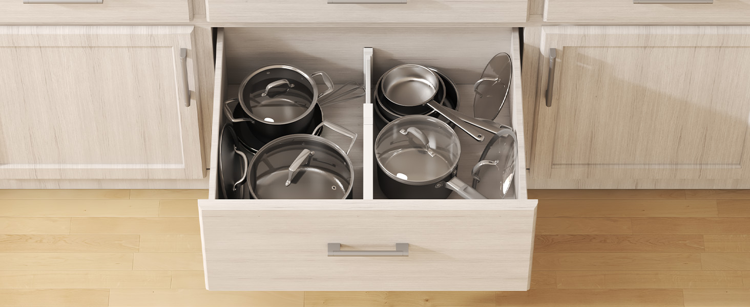 Lifewit Drawer Dividers Set, Plastic, for Internal Length 27–40cm & Height >10.5cm Drawers, Adjustable Organizer System for Closet/Bedroom/Dresser/Kitchen/Office, White (4, for Internal Length 34–50cm & Height ≥15.5cm)