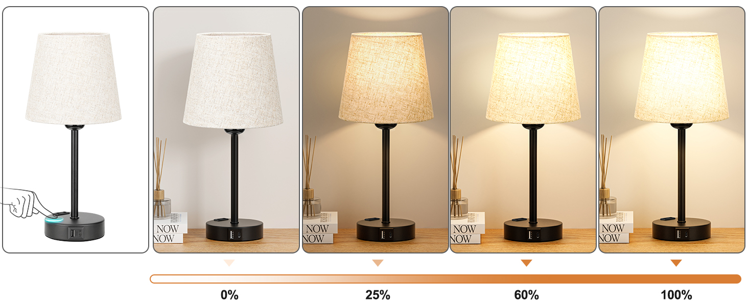 Настільна лампа Kakanuo з торшером, 2 шт., з USB-портом, диммуванням, LED, для спальні, вітальні, дитячої кімнати, офісу, бежевий лінолеум