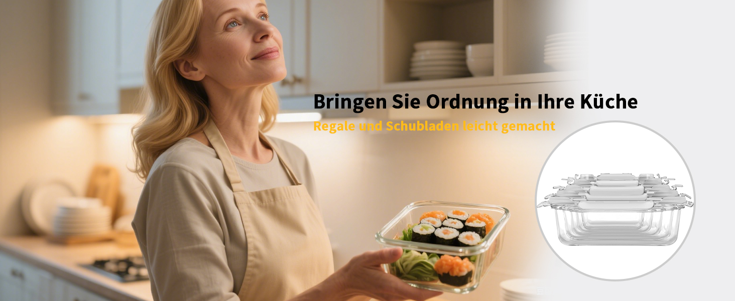 Набір скляних контейнерів для зберігання їжі з кришками з преміум-пластику, 10 шт., блакитні