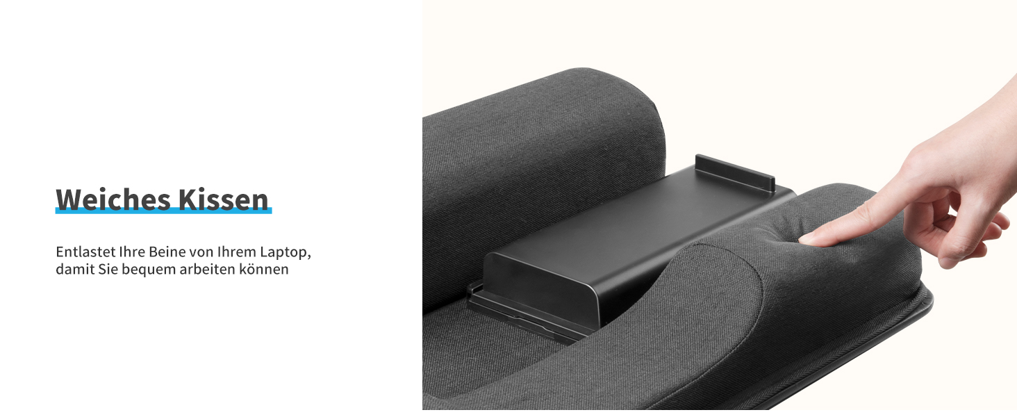 Підставка для ноутбука SAIJI з підставкою для зап'ястя та відділенням для телефону, для роботи в ліжку/на дивані, чорна