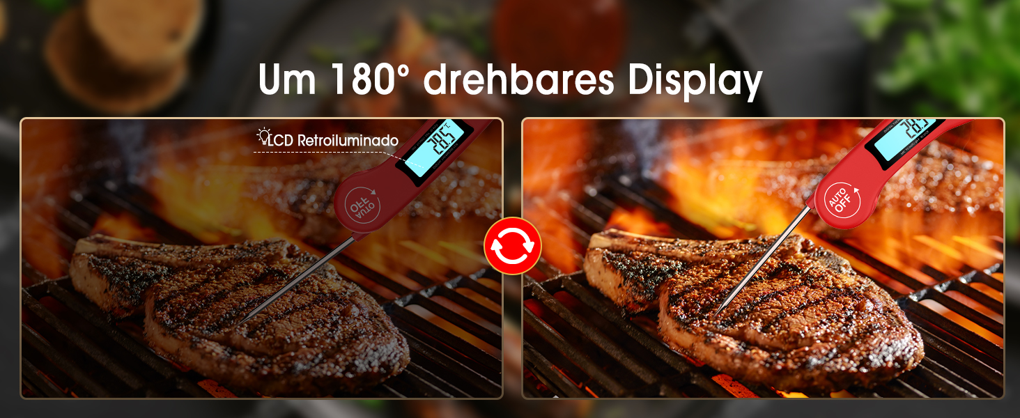 Цифровий термометр для м'яса DOQAUS: приготування на грилі, BBQ, приготування їжі. Швидке зчитування, довга сонда, LCD-дисплей.