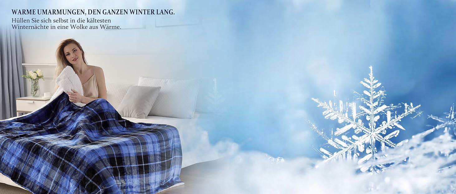 Плюшевий ковд Sochow Sherpa Fleece, 220x240 см, глибокий фіолетовий колір, для ліжка, дивана та крісла