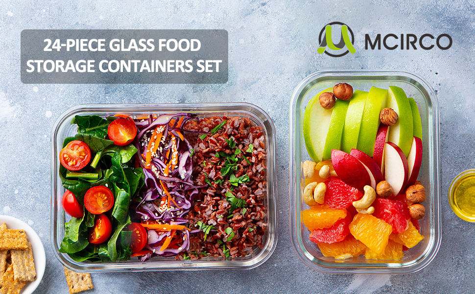 Набір скляних контейнерів для продуктів MCIRCO, 24 шт, сірий