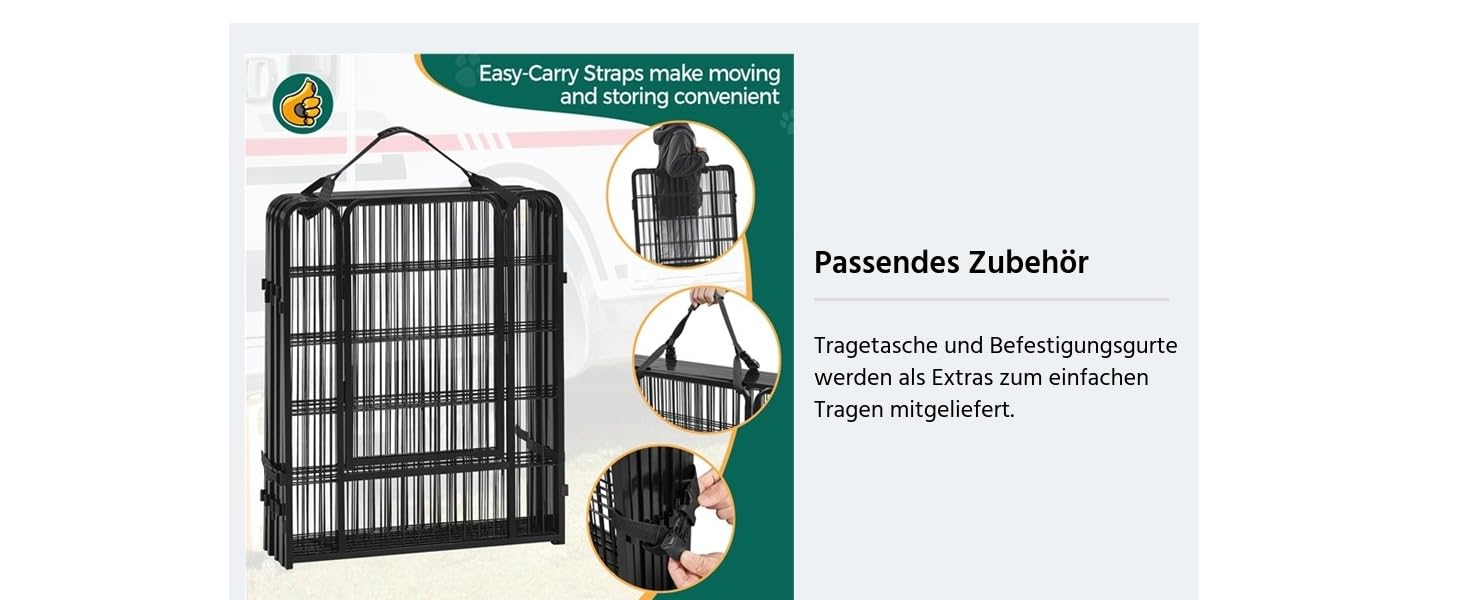 Вольєр для цуценят Yaheetech 8-секційний, вольєр для собак з замком, переносна сумка та кріпильні ремені, для дому та саду, легка збірка (80см, 24шт)