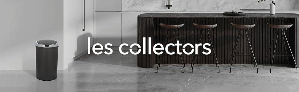 Відро для сміття Les Collectors N°347, 30-50 л, нержавіюча сталь, сенсорне, інфрачервоне, кругле, темно-сіре. Педаль та безконтактне відкриття.