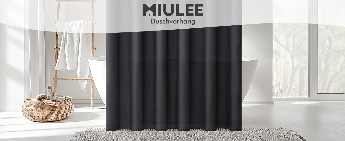 Шторка для душу MIULEE 180x200 см, зелена, водонепроникна, антигрибкова, текстильна, для ванни та душу, з 12 кільцями