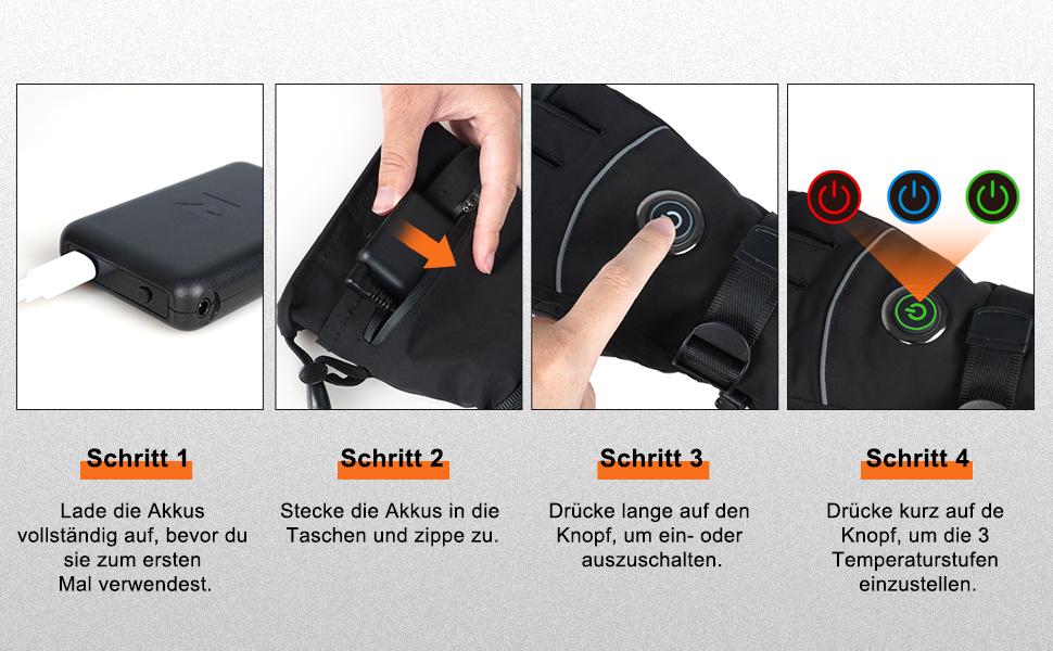 Гріючі рукавички з акумулятором 6000mAh USB, для жінок та чоловіків, 3 режими нагріву, водонепроникні, сенсорні, чорний, EU