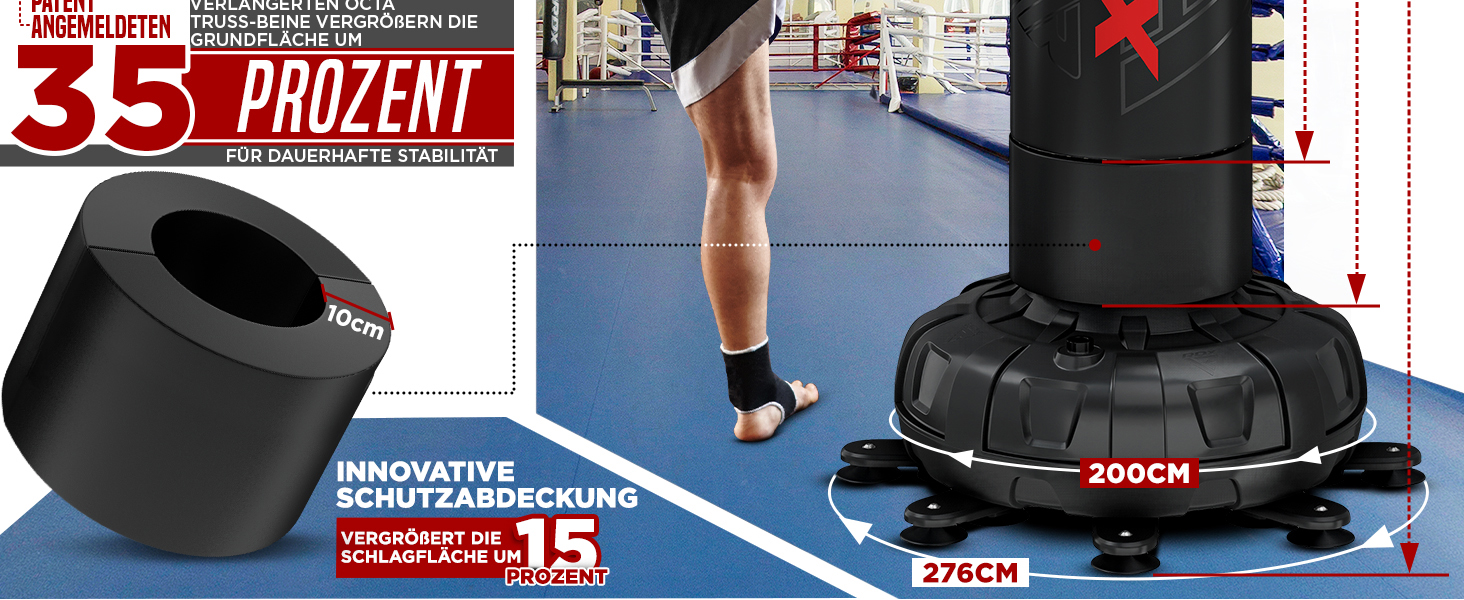 Стенд-боксерський мішок RDX 6FT 330LB з рукавичками та чохлом XXL. Ідеально для MMA, кікбоксингу, боксу, муай-тай. Чорний колір.