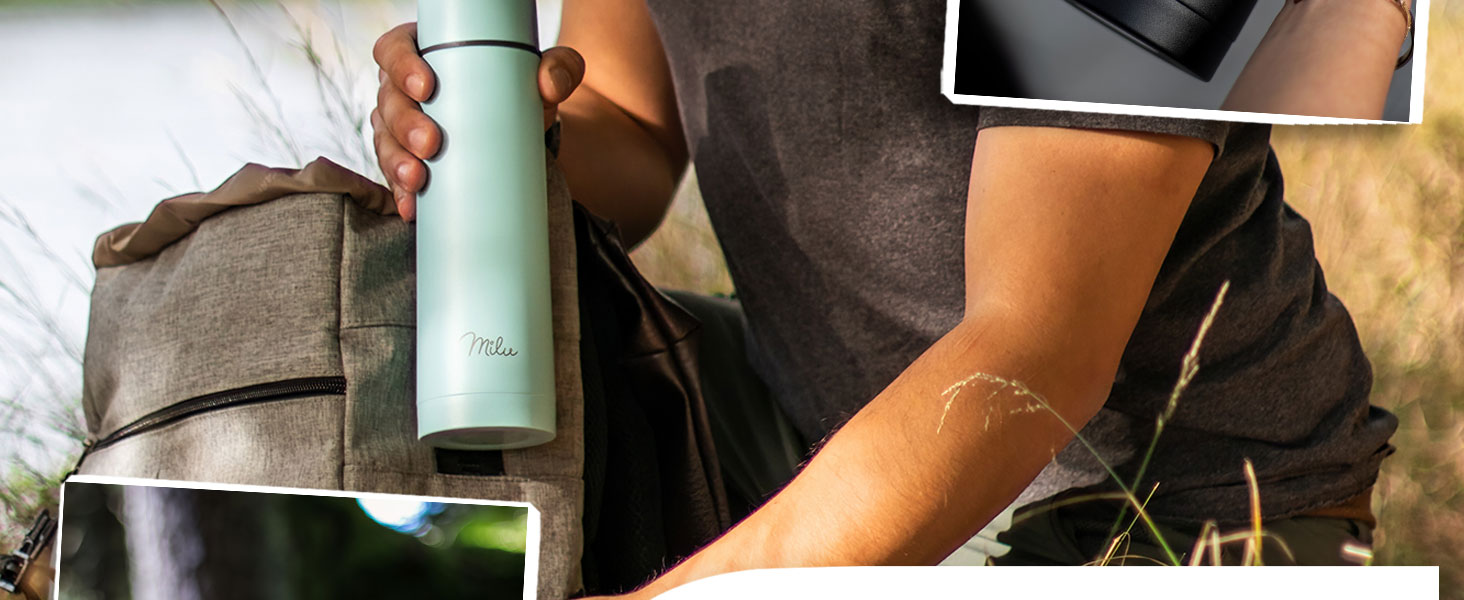 Термос Milu: ізольована фляга з нержавіючої сталі, 100% без витоку, подвійна ізоляція (оливковий, 1000 мл)