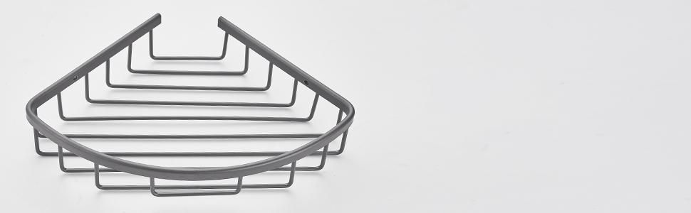 Поличка для душу GRICOL Eck-Duschregal без свердління, металева, кутова, з 2 гачками, для зберігання в ванній кімнаті, 2 яруси, нержавіюча сталь, сірий колір