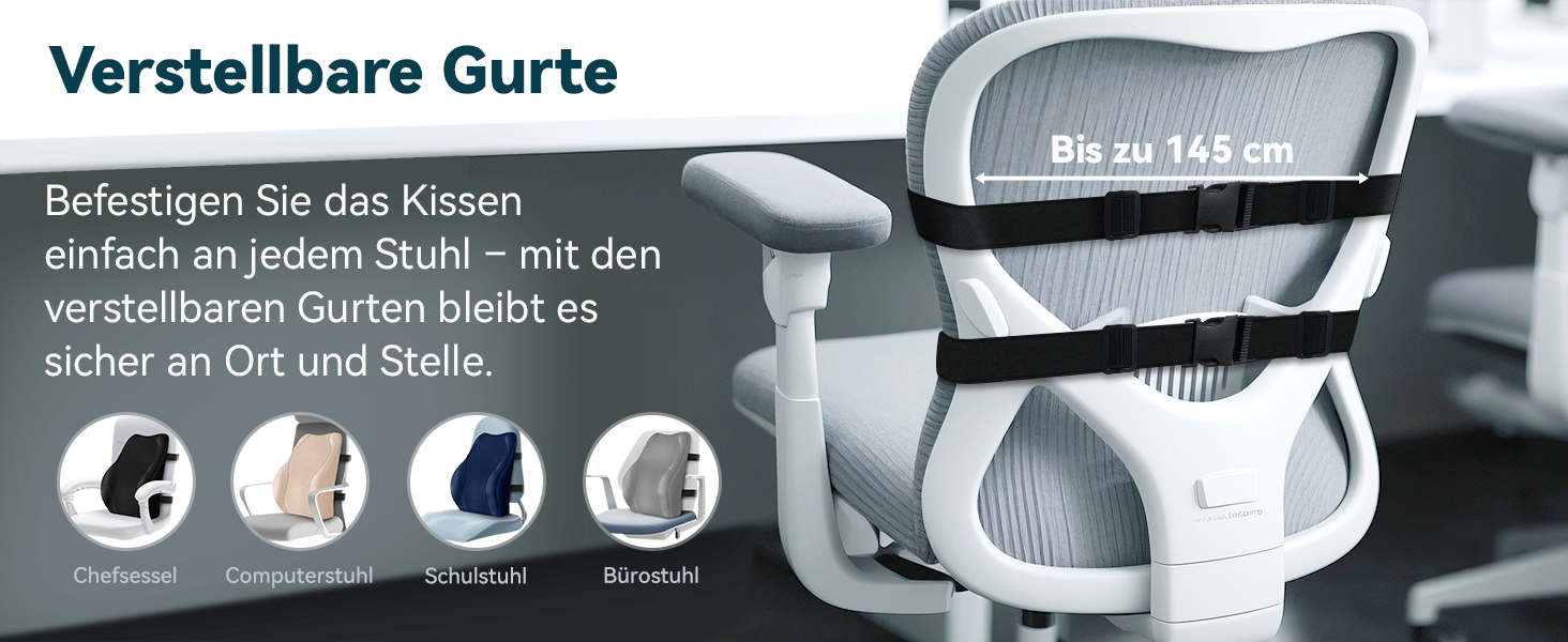 Подушка для спини Ergonomica Travel Ease з Memory Foam, для офісного та комп'ютерного крісла, з антистатичним, приємним до шкіри чохлом, для комфортної посадки (Чорний)