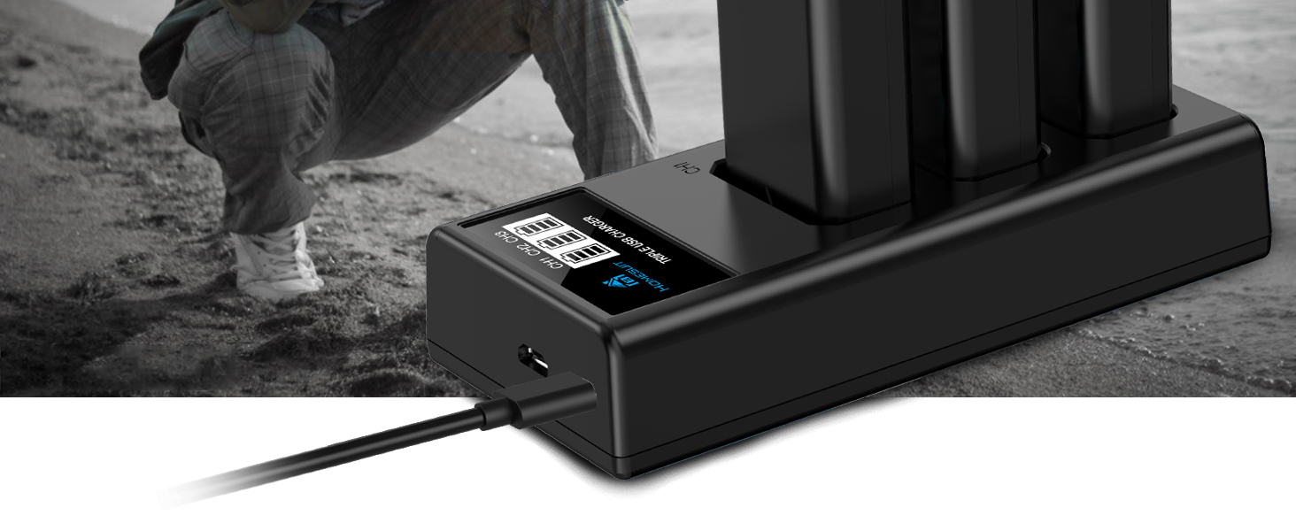 Акумулятор NP-FW50 Homesuit 1300mAh та LCD-зарядний пристрій для Sony Alpha A6000 A6300 A6400 A6500 ZV-E10 7RM2 A7SM2 A7M2 A7 II A7R II A7S II A55 A5000 A5100 A3000 RX10 II III IV NEX-3/5/6/7 NEX-F3 (3 шт.)