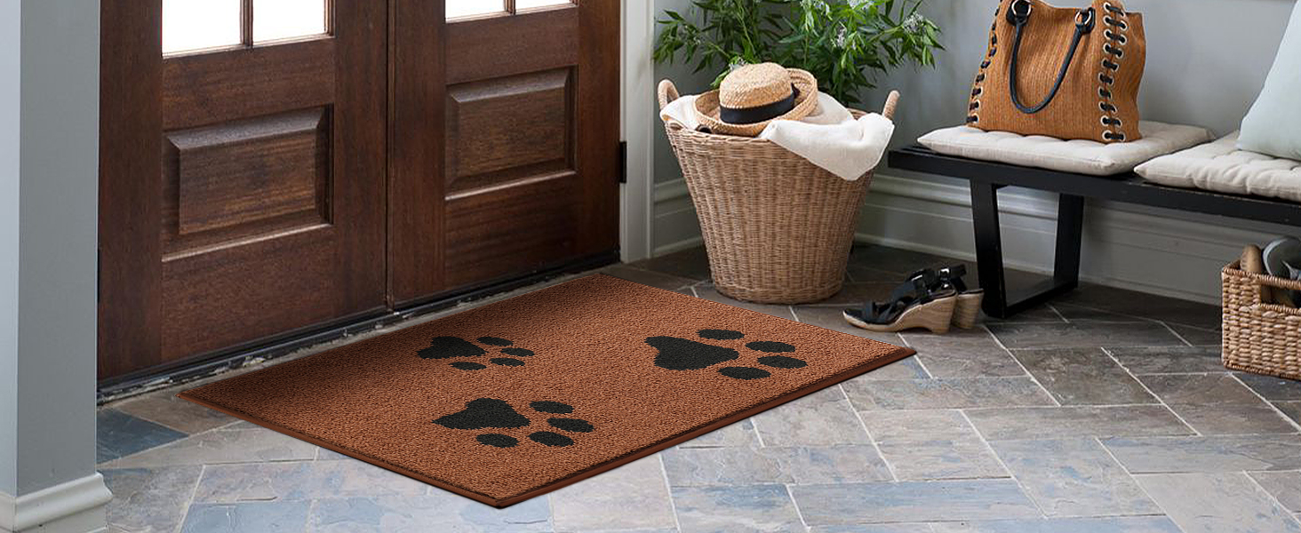 Килимок вхідний Mibao 60 x 90 см, протибрудною та протиковзаючий килим для входу та задніх дверей, що миється в машині, м'який килимок для лап та взуття, сірий