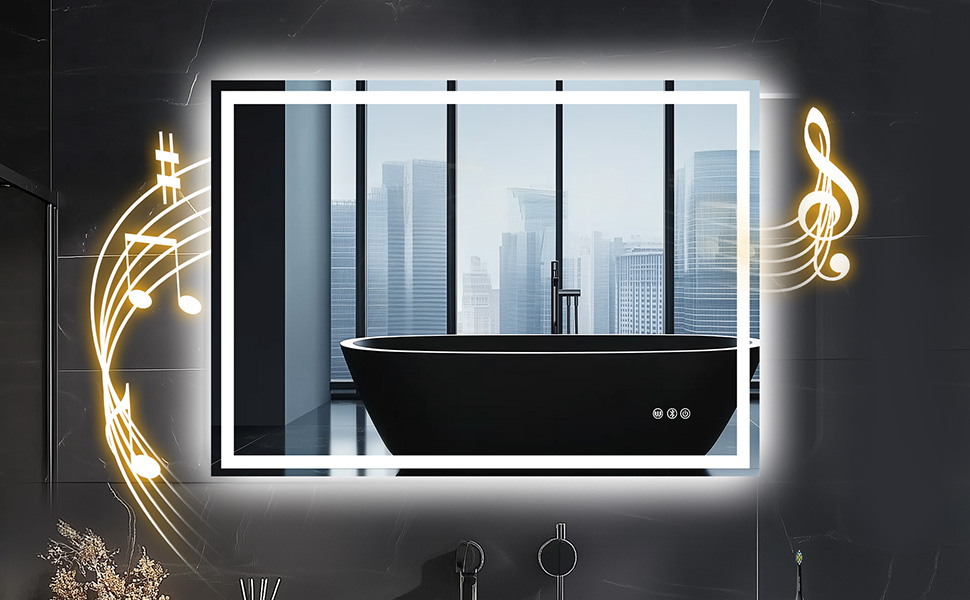 Дзеркало для ванної кімнати зі світлодіодним підсвічуванням 50x70 см, Bluetooth, сенсорне керування