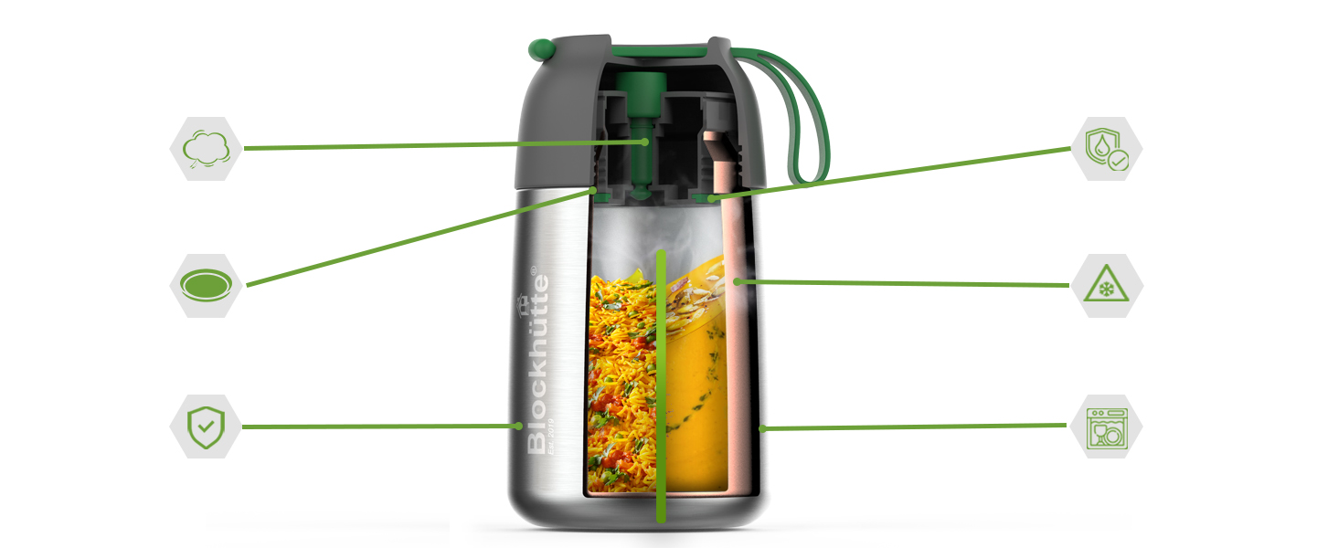 Термоконтейнер для їжі дитячий 530 мл, нержавіюча сталь, BPA-free, без витоку, з клапаном, для миття в посудомийній машині, сріблястий