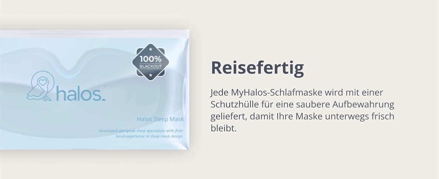 Маска для сну MyHalos® – 3D маска для сну для жінок та чоловіків, повна затемненість, комфорт без тиску, з етанью
