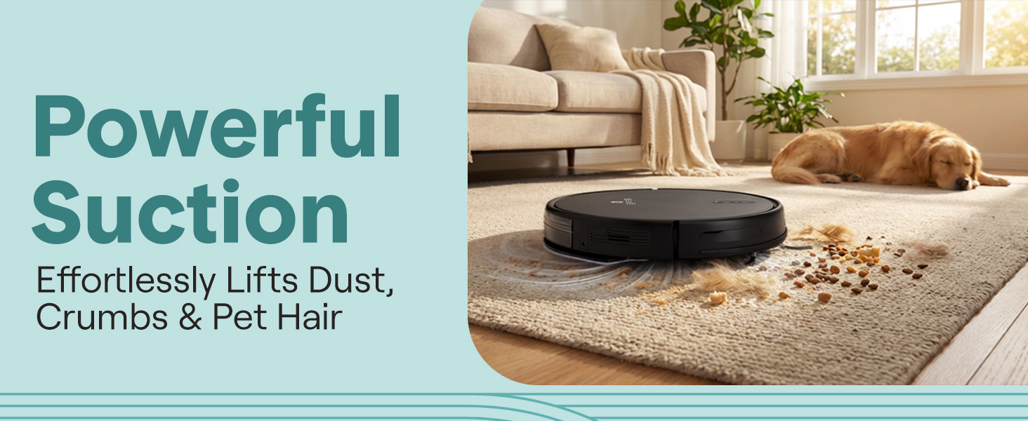 Робот-пилосос SereneLife 3-в-1 з функцією миття підлоги, з керуванням через додаток, для збору шерсті тварин та прибирання килимів (3000Pa, чорний)