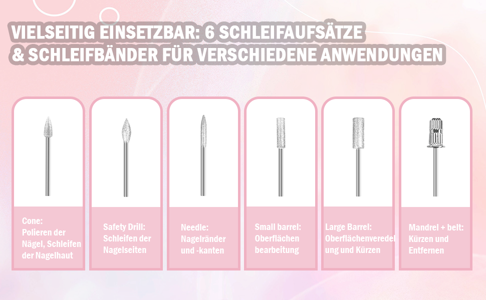 Набір електричного нейл-дриля AOMEES, портативний бездротовий апарат для манікюру з 56 шліфувальними насадками (рожевий)