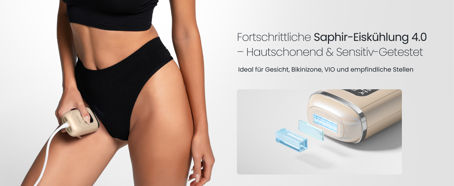 Пристрій для епіляції IPL 22J, 78W, з охолодженням сапфіром, для жінок, безболісна, для обличчя, бікіні, під пазухами, портативна (Champagner)