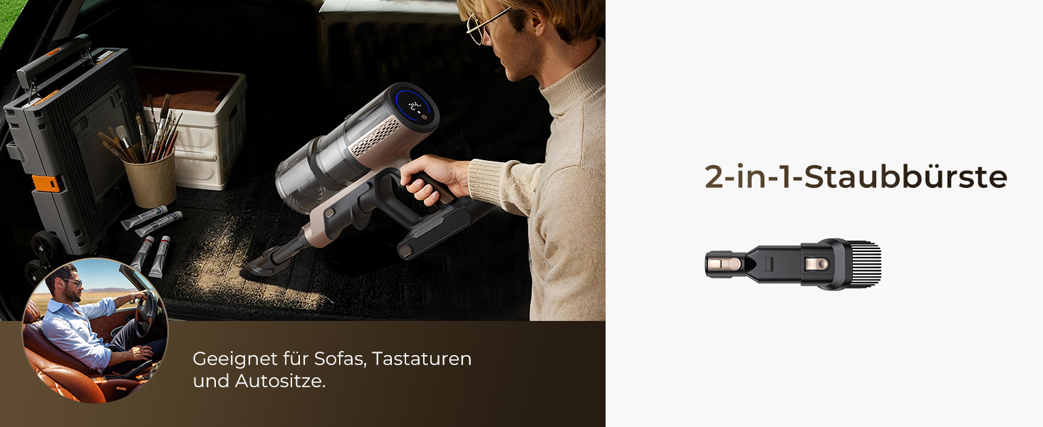 Бездротовий пилосос Proscenic P20 з функцією миття, 70KPa, 70 хв, 680W, самостійна док-станція, фільтр 6 шарів, 1,5л, для килимів та шерсті домашніх тварин, Aurum Black