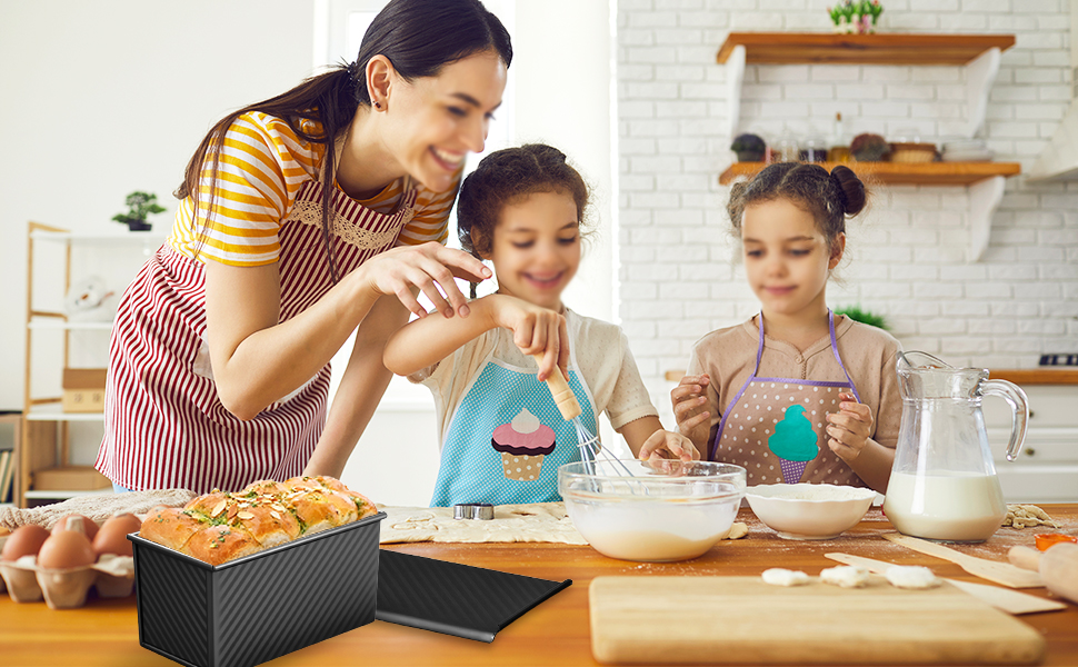 Форма для випічки хліба 2 шт з кришкою, антипригарна, 450г (1lb), для тостів, сендвічів, кексів (Чорна)