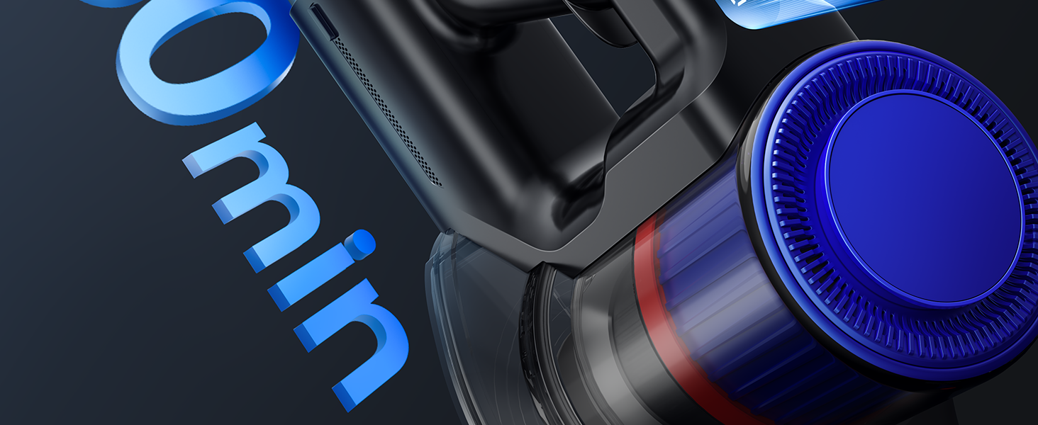 Бездротовий пилосос Fieety 550W з акумулятором, 45000Pa, 60 хвилин роботи, 6-в-1, тихий, з арома-пластиною, для твердих поверхонь, килимів та шерсті тварин