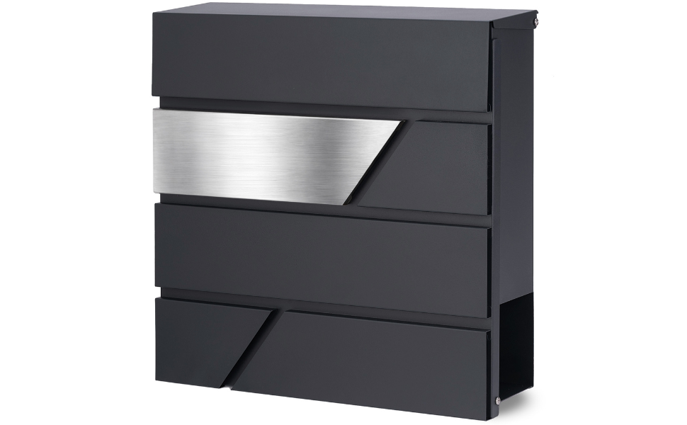 Поштова скринька Verda Anthrazit з газетницею, порошкове покриття AkzoNobel, 2 ключі, табличка з іменем, дизайнерська настінна поштова скринька з нержавіючої сталі