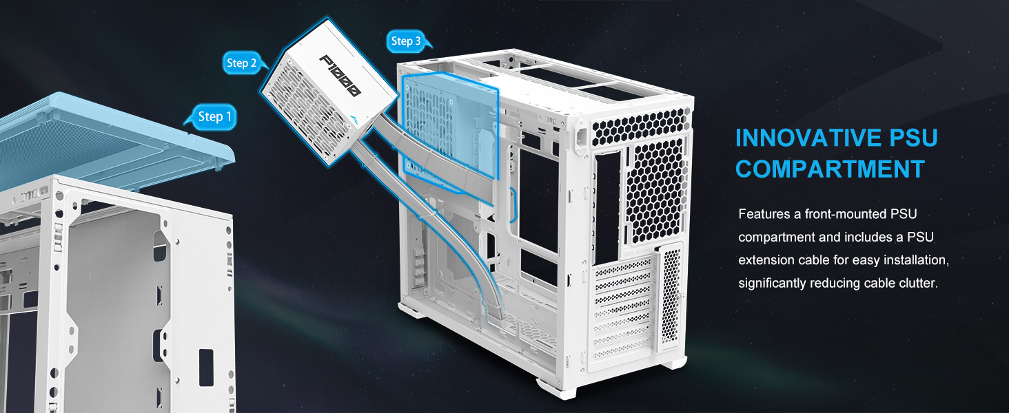 Корпус для ПК SAMA S50 Airflow, 4 ARGB PWM вентилятори, USB Type-C, Mesh панель, Білий
