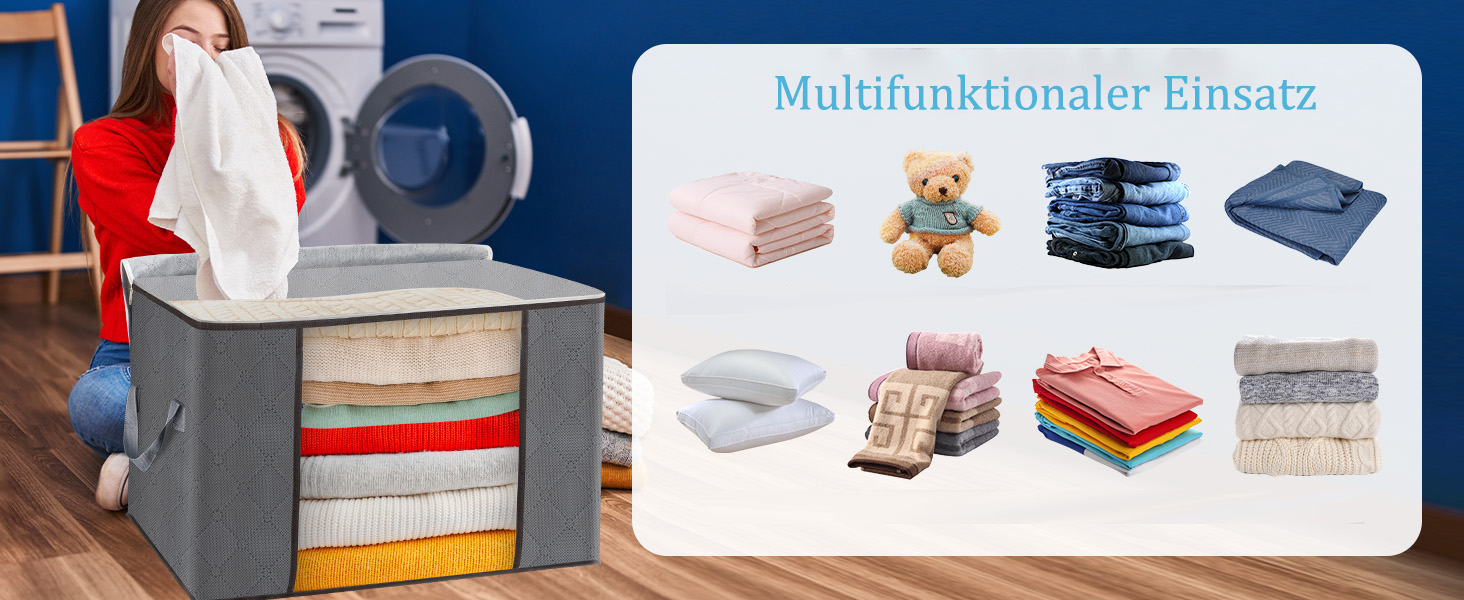 Органайзери для зберігання AIOR, 4 шт., 90 л, сірі. Коробки для зберігання постільної білизни, одягу, ковдр, подушок. Розмір 60x40x35 см