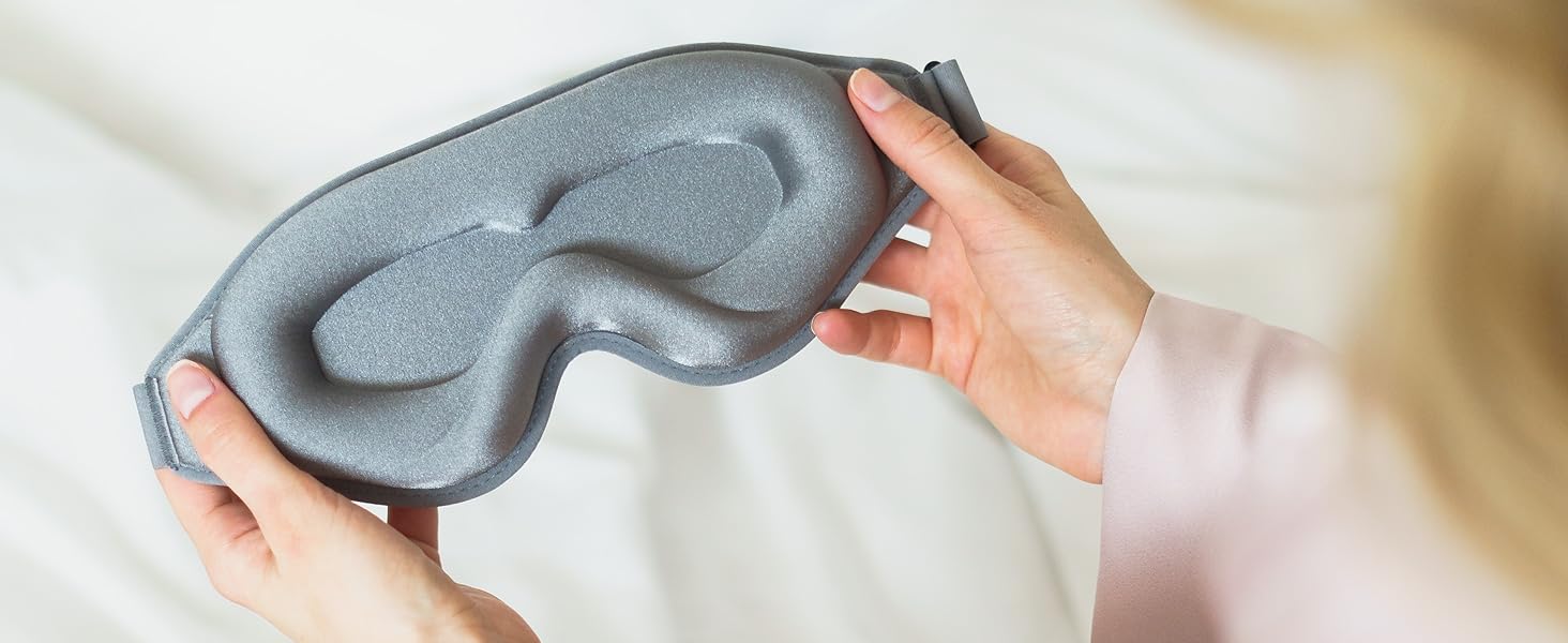 Преміум маска для сну - 3D маска для очей для жінок та чоловіків - зручна маска для сну з м'якою підкладкою для повної темряви - Sleep-Mask, маска для сну рожева, 1 шт. (упаковка з 1 шт.), Cloudy Grey