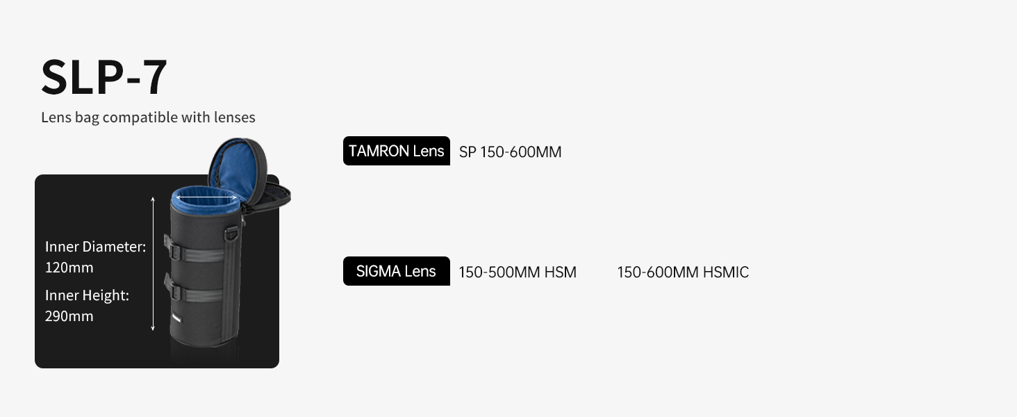 Чохол для об'єктива камери AMBITFUL з водо- та пилозахистом, захистом від ударів. Підходить для об'єктивів Sony, Nikon, Canon, Fujifilm, Tamron (до 125x290 мм)