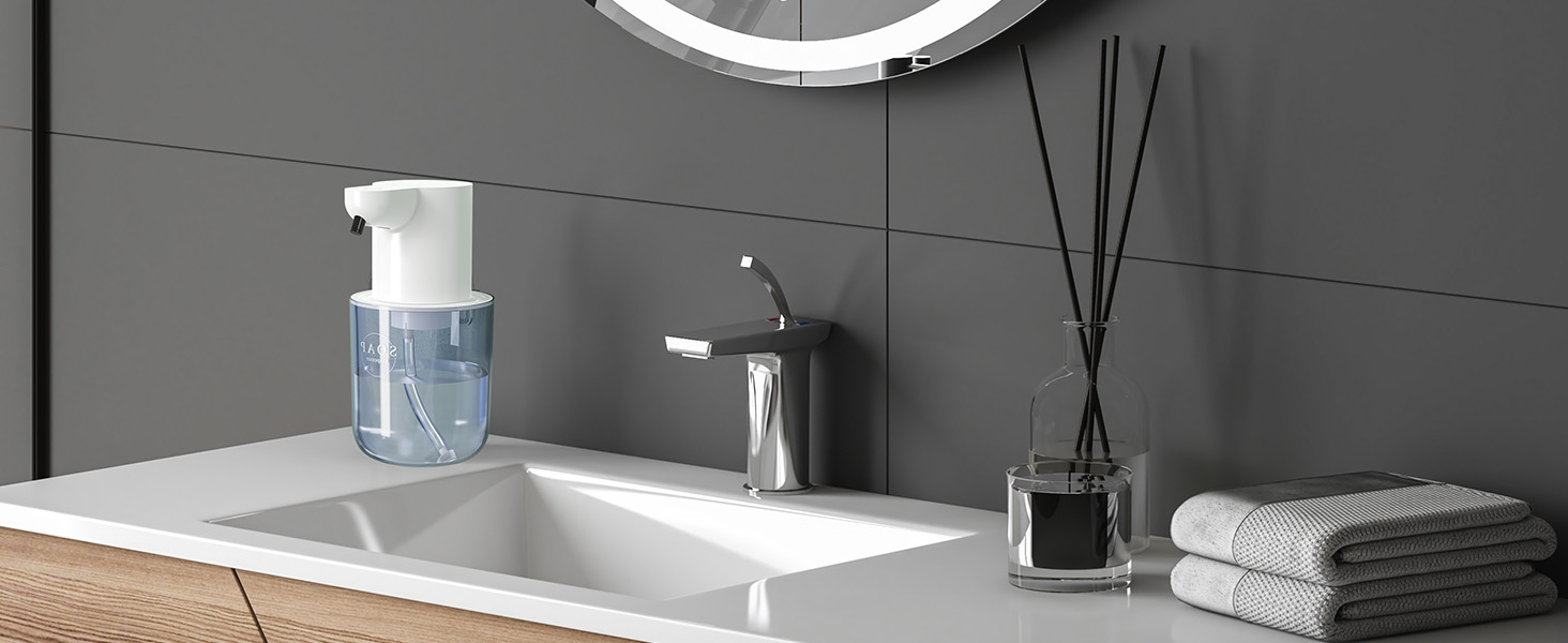 Автоматичний дозатор мила Cuteefun, 400 мл, сенсорний, індикатор заряду, 4 рівня дозування, для ванної/кухні, чорний