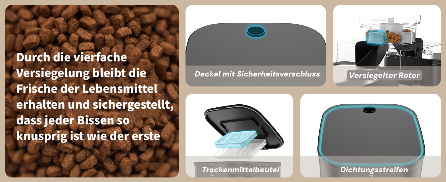Автоматичний кормушка для котів та собак з Wi-Fi, 5L, 1-6 прийомів їжі, сенсор контролю рівня корму, чорний