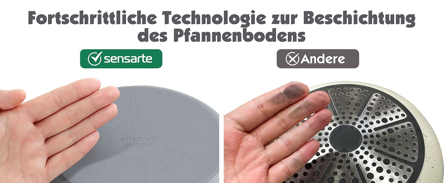 Набір посуду SENSARTE з керамічним покриттям (17 предметів) - антипригарне покриття, для всіх плит, безпечний, миється в посудомийній машині, можна використовувати в духовці