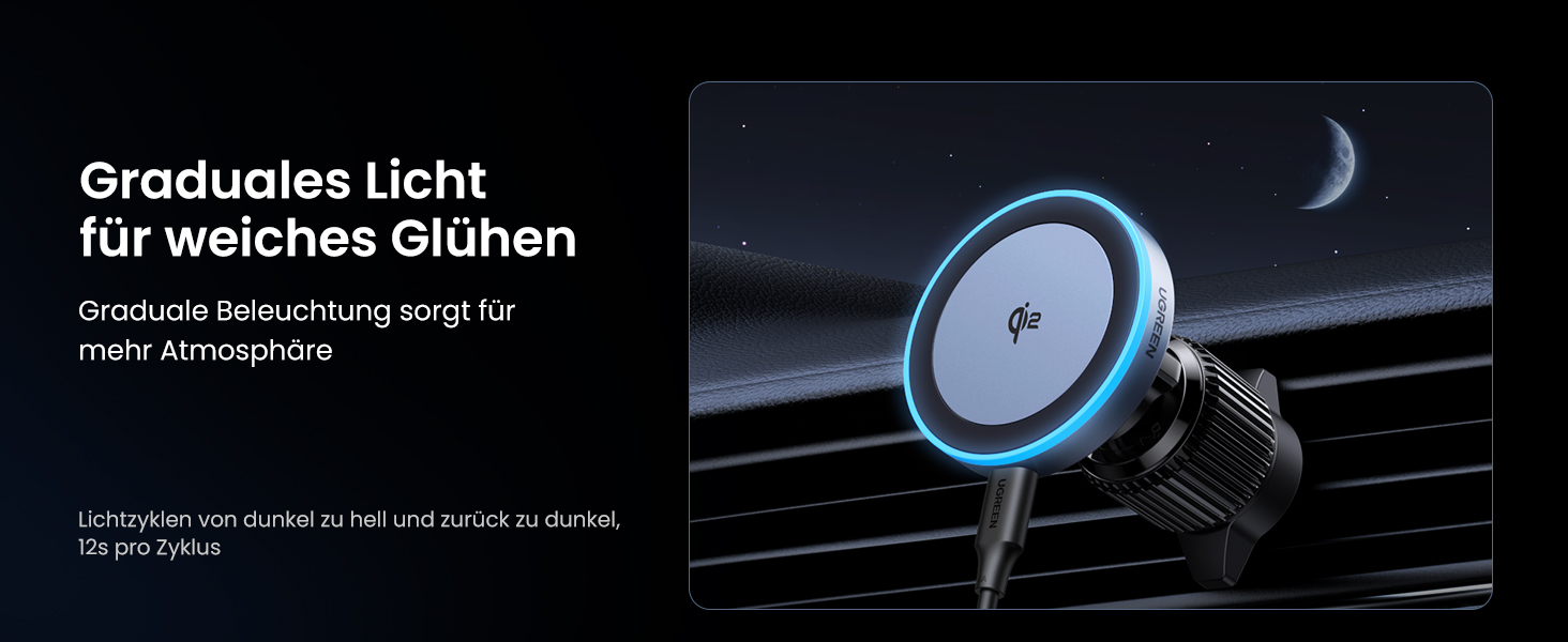 Автотримач для телефону UGREEN з MagSafe та зарядкою 15W (1M кабель) - сумісний з iPhone 17/17 Pro/17 Pro Max/16/15/14/13