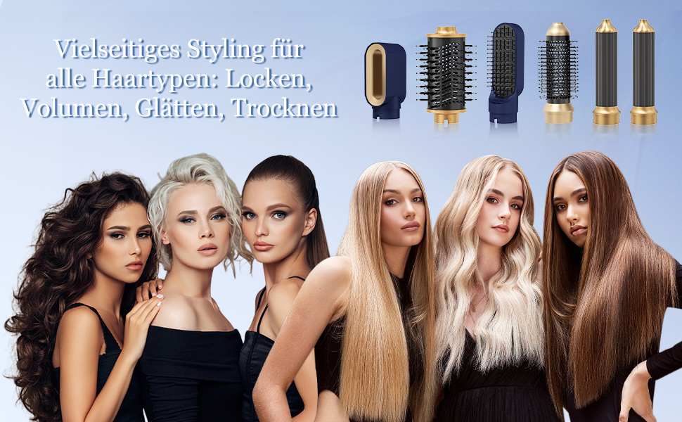 Набір для укладки волосся 6-в-1: фен, стайлер, щітка для волосся, 1350W, 3 температурні режими, для всіх типів волосся