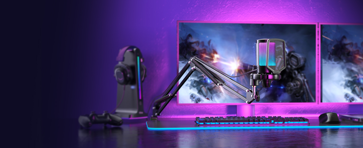 Мікрофон FIFINE для геймінгу та запису: USB-мікрофон з кріпленням для ПК, Mac, PS4, PS5 (чорний)