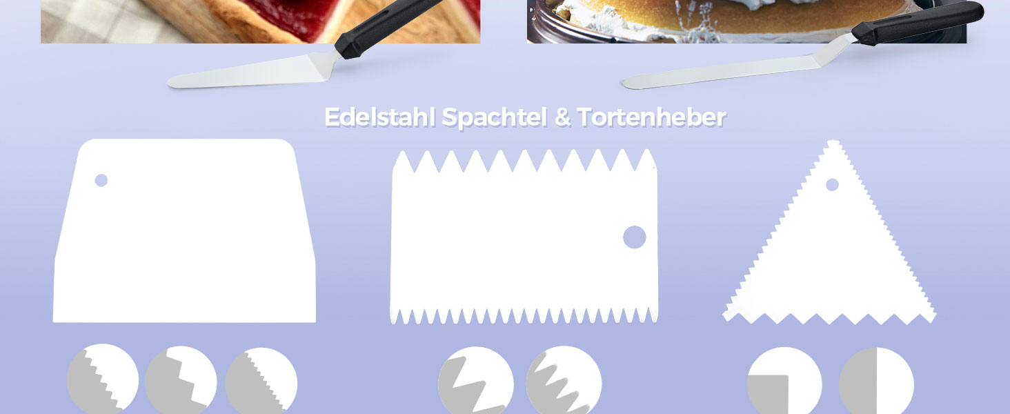 Ohuhu Поворотна платформа для тортів, 30 см, алюмінієвий сплав, з 2 шпателями та 3 скребками для декорування та випікання, подарунок для кондитерів, срібна