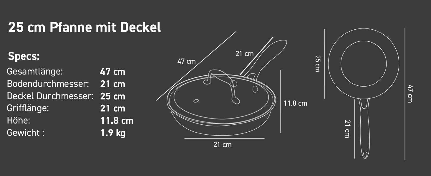 HexClad Hybrid Nonstick Skillet, 25cm with Tempered Glass Lid - Oven & Dishwasher Safe, Induction Compatible