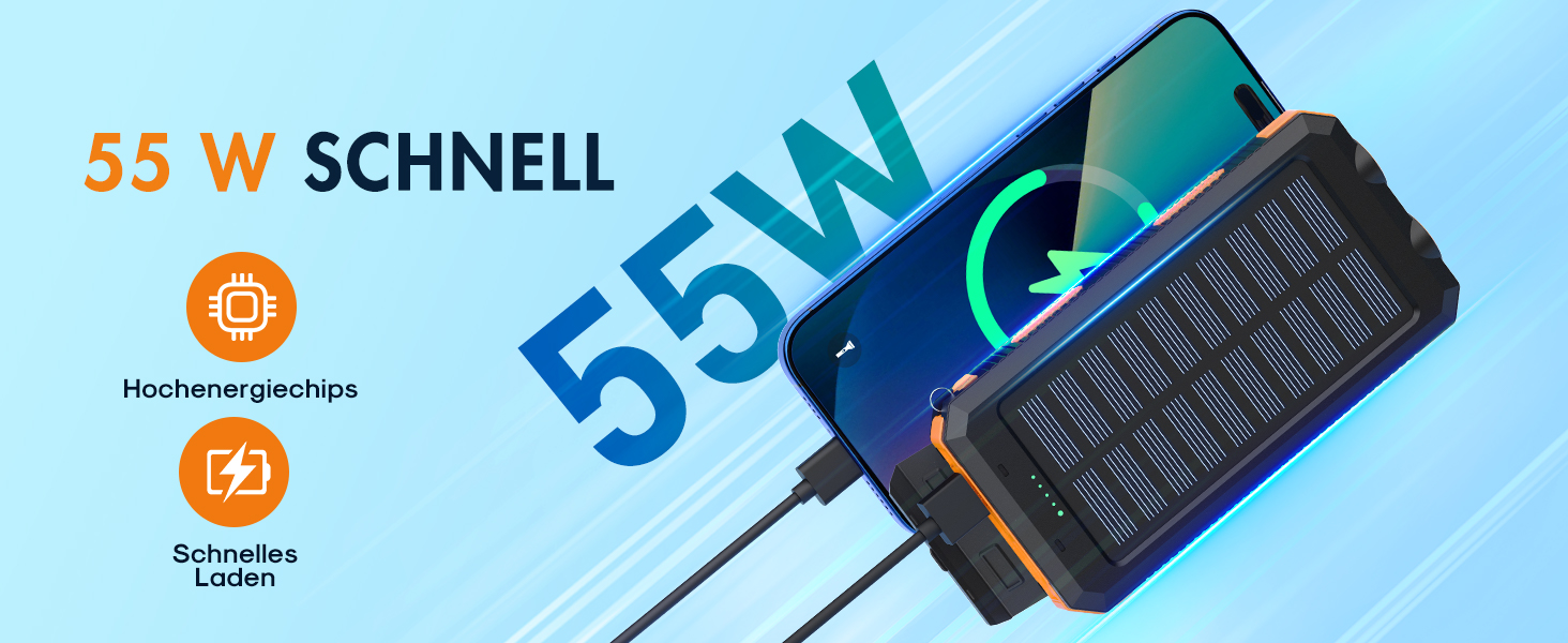 Power Bank Vikeri Solar 26800mAh: Сонячний акумулятор з USB-C, 4 виходами, водонепроникний, для смартфонів, планшетів та іншого