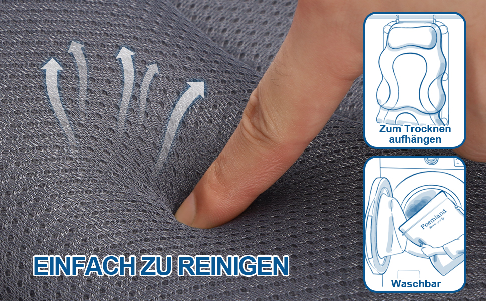 Подушка для ванни Luxus Dicke з м'яким наповнювачем: підтримка голови, шиї та плечей для комфортного розслаблення. Аксесуар для спа, сірий колір.