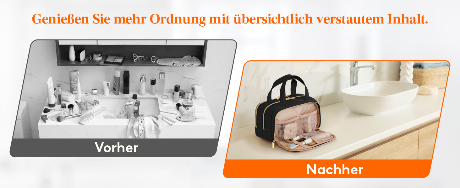 Жіноча дорожня косметичка Lifewit 5L, водовідштовхувальна косметичка з відділенням для мокрого одягу, органайзер для макіяжу, аксесуарів, шампуню та туалетних речей, чорна, M